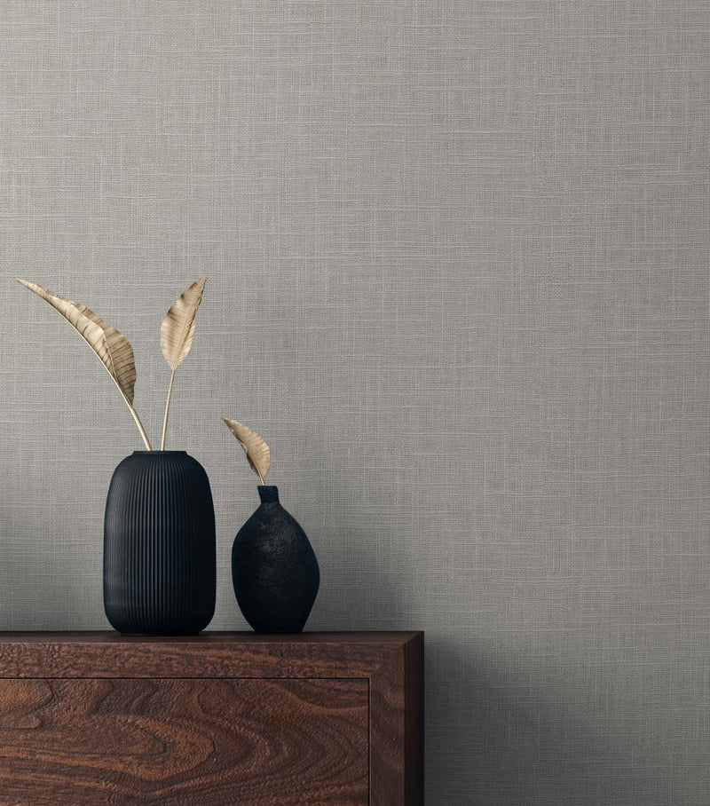 media image for Myrna Linen Stone Grey Wallpaper from the Even More Textures Collection by Seabrook 261