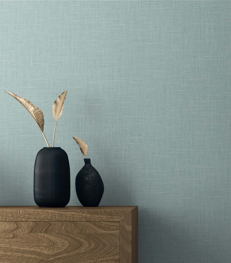 media image for Myrna Linen Victorian Teal Wallpaper from the Even More Textures Collection by Seabrook 212