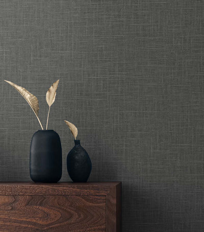product image for Myrna Linen Charcoal Wallpaper from the Even More Textures Collection by Seabrook 6