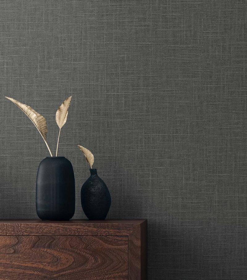 media image for Myrna Linen Charcoal Wallpaper from the Even More Textures Collection by Seabrook 24