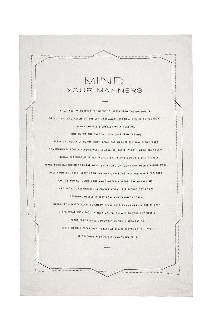 media image for Mind Your Manners Tea Towel design by Sir/Madam 263