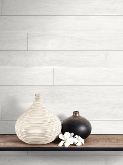 product image for Teak Planks Peel-and-Stick Wallpaper in Off-White by NextWall 40