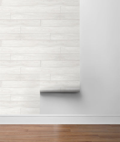 product image for Teak Planks Peel-and-Stick Wallpaper in Off-White by NextWall 37