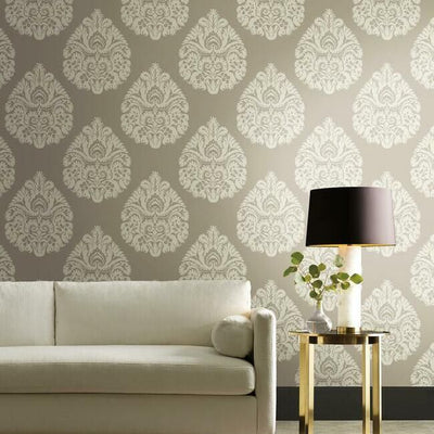 product image for Teardrop Damask Wallpaper in Beige from the Ronald Redding 24 Karat Collection by York Wallcoverings 65