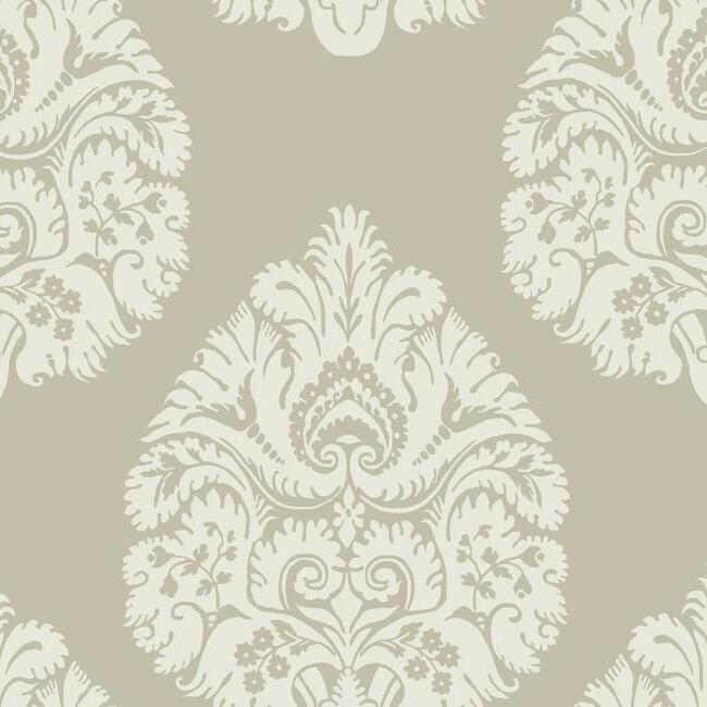 media image for Teardrop Damask Wallpaper in Beige from the Ronald Redding 24 Karat Collection by York Wallcoverings 29