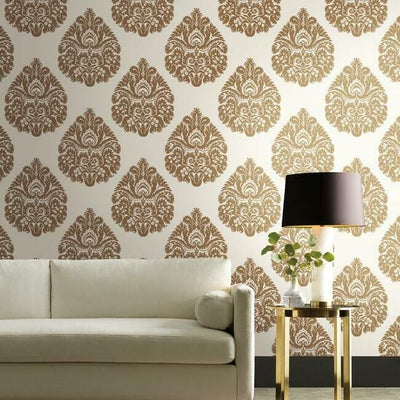 product image for Teardrop Damask Wallpaper in Gold from the Ronald Redding 24 Karat Collection by York Wallcoverings 56