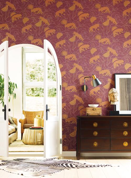 media image for Tibetan Tigers Wallpaper from the Tea Garden Collection by Ronald Redding for York Wallcoverings 248