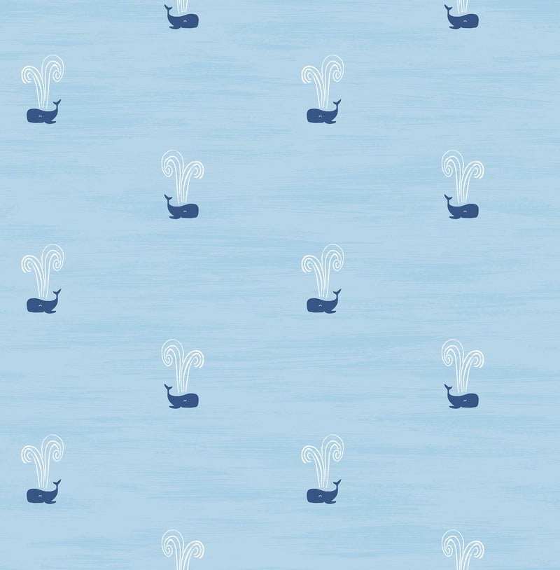 media image for Tiny Whales Wallpaper in Sky Blue and Navy from the Day Dreamers Collection by Seabrook Wallcoverings 299