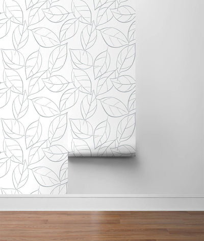 product image for Tossed Leaves Peel-and-Stick Wallpaper in Daydream Grey by NextWall 15