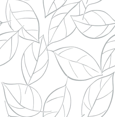 product image of Tossed Leaves Peel-and-Stick Wallpaper in Daydream Grey by NextWall 586