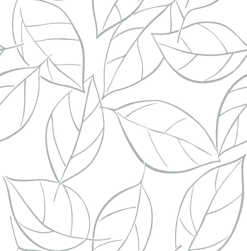 media image for Tossed Leaves Peel-and-Stick Wallpaper in Daydream Grey by NextWall 228