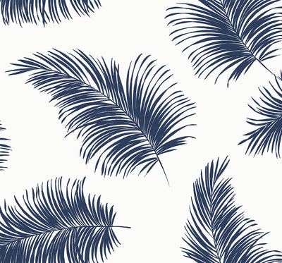 product image of Tossed Palm Peel-and-Stick Wallpaper in White and Navy from the Luxe Haven Collection by Lillian August 598