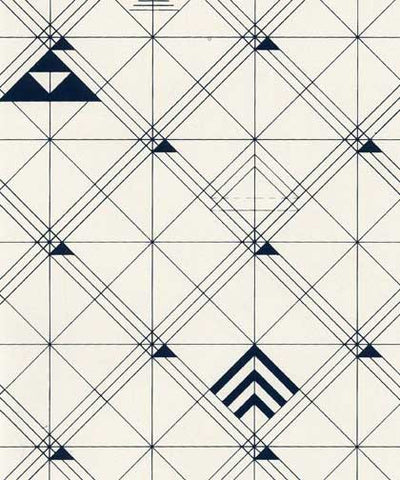product image for Trellis Wallpaper in Navy design by Cavern Home 36
