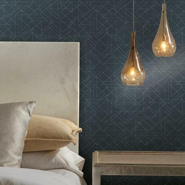 media image for Triangulation Peel & Stick Wallpaper in Navy by York Wallcoverings 258