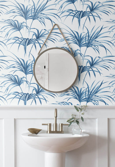 product image for Tropical Palm Leaf Peel-and-Stick Wallpaper in Coastal Blue by NextWall 35