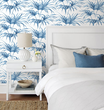 product image for Tropical Palm Leaf Peel-and-Stick Wallpaper in Coastal Blue by NextWall 9