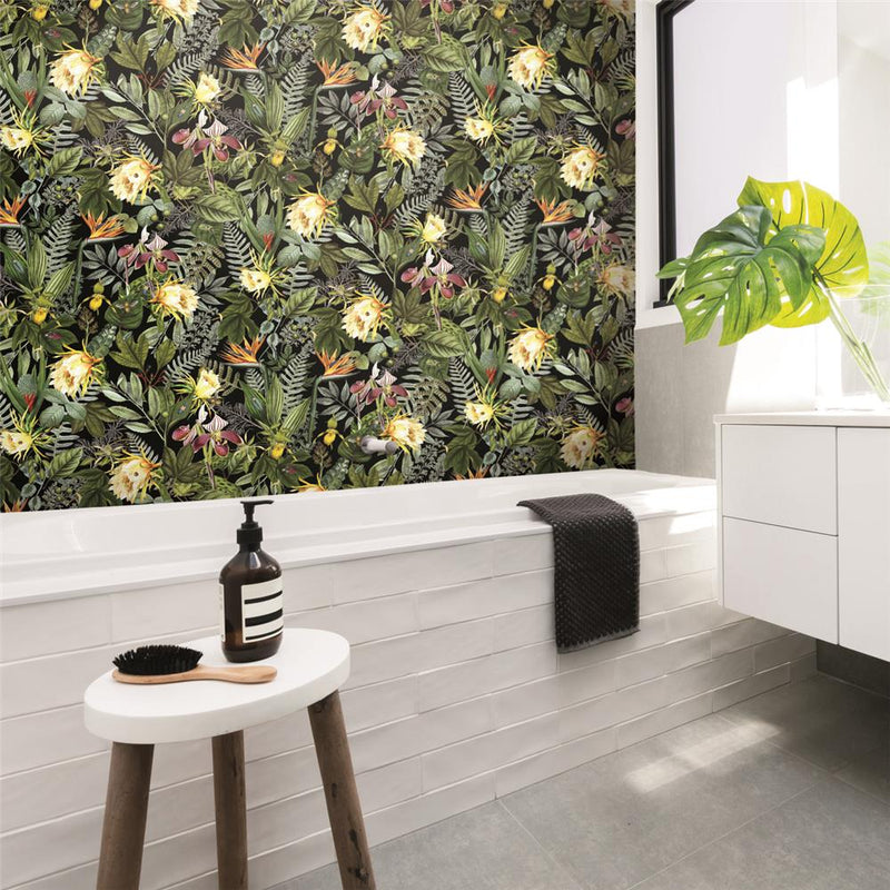 media image for Tropical Flowers Peel & Stick Wallpaper by RoomMates for York Wallcoverings 259
