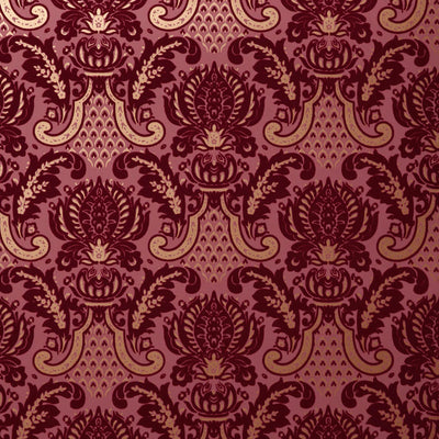 product image of Windsor Velvet Flock Wallpaper in Maroon/Gold by Burke Decor 510