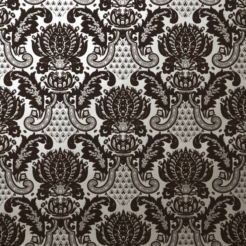 media image for Windsor Velvet Flock Wallpaper in Chocolate/Silver by Burke Decor 249