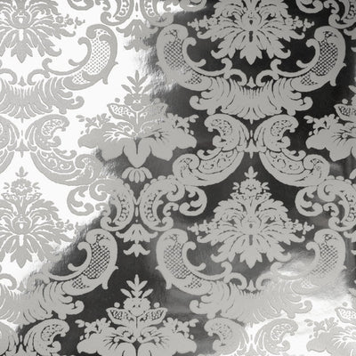 product image of Madison Velvet Flock Wallpaper in White/Silver by Burke Decor 574