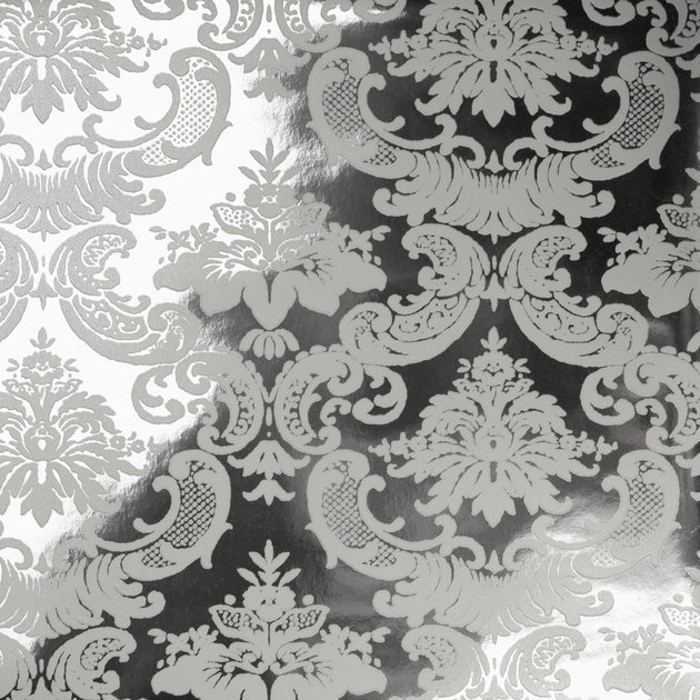 media image for Madison Velvet Flock Wallpaper in White/Silver by Burke Decor 242