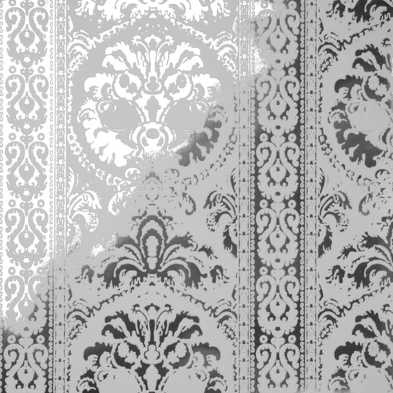 media image for St. Moritz Velvet Flock Wallpaper in White/Silver by Burke Decor 255