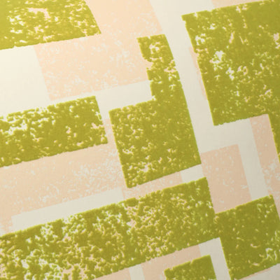 product image for Retro Blocks Velvet Flock Wallpaper in Lime/Beige by Burke Decor 29