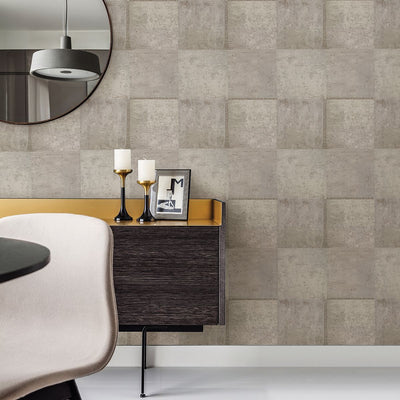 product image of Vela Distressed Geometric Wallpaper in Taupe from the Polished Collection by Brewster Home Fashions 568