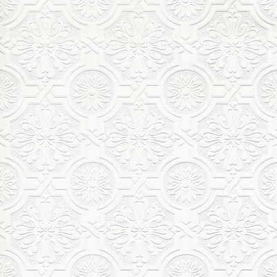 product image of Victorian White Tin Ceiling Paintable Wallpaper by Brewster Home Fashions 592
