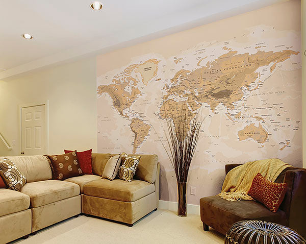 media image for Sepia World Wall Mural 286
