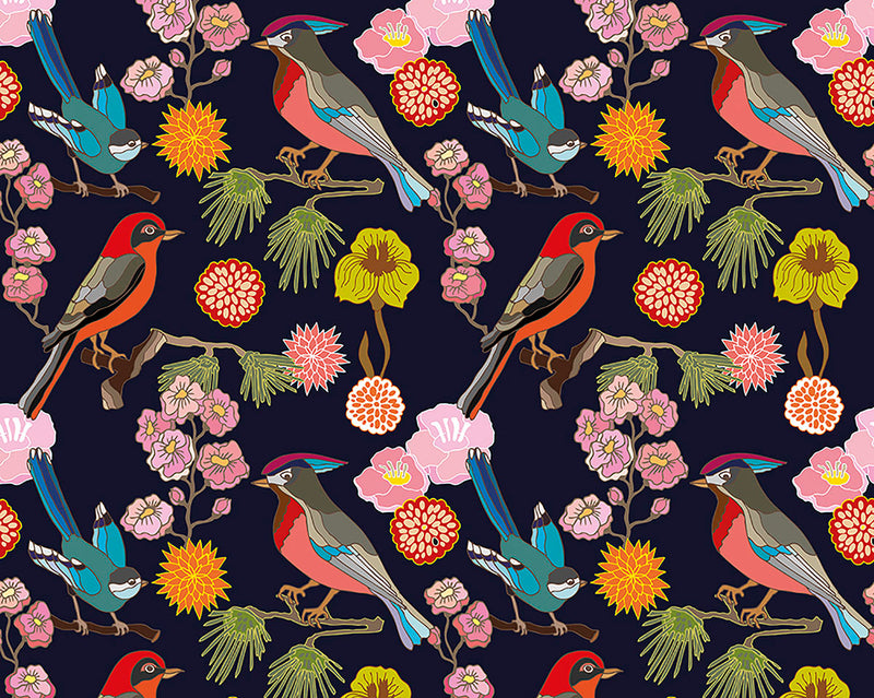 media image for Floral Birds Wall Mural 286