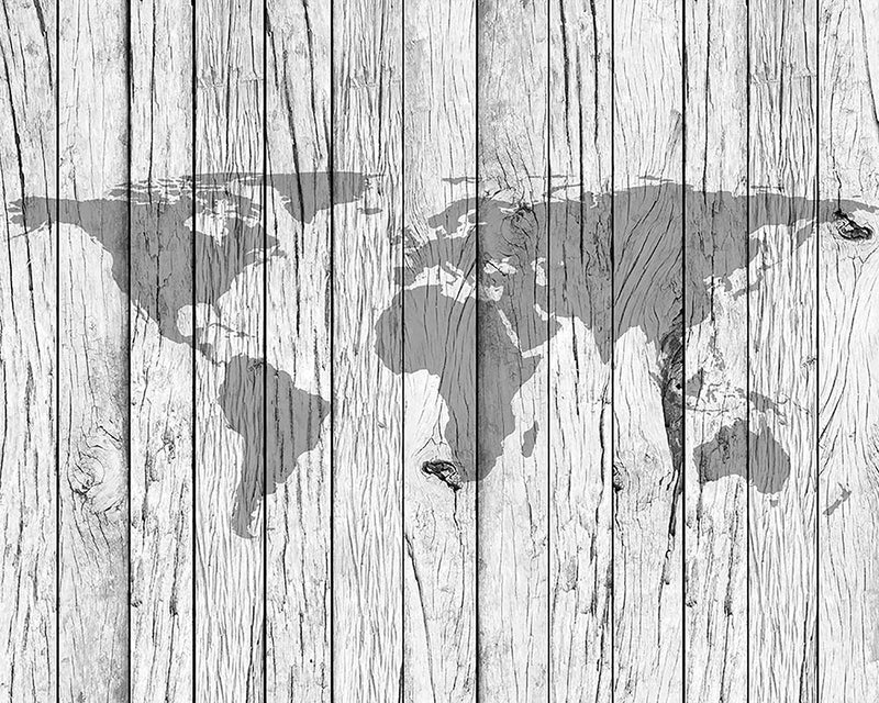 media image for World Map Timber Wall Mural 237