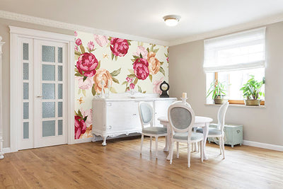 product image for Beautiful Colour Peony Pattern Wall Mural 28