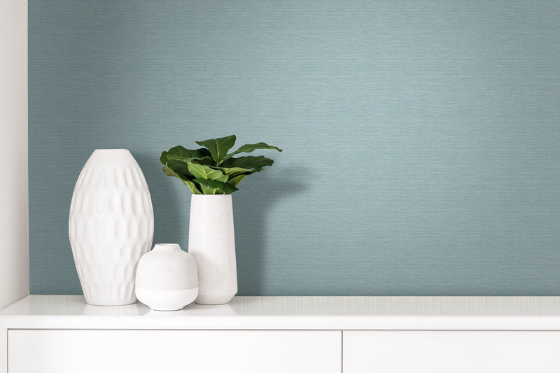 media image for Faux Grasscloth Effect Wallpaper in Light Blue 23