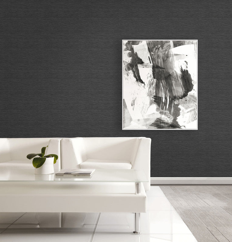media image for Faux Grasscloth Effect Wallpaper in Black 240