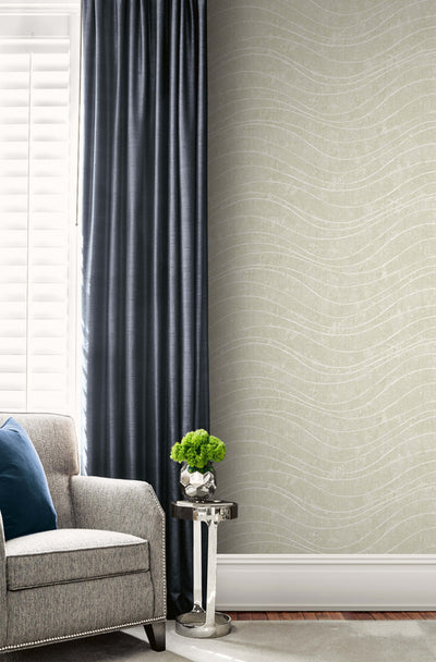 product image for Waves Effect Wallpaper in Beige 12