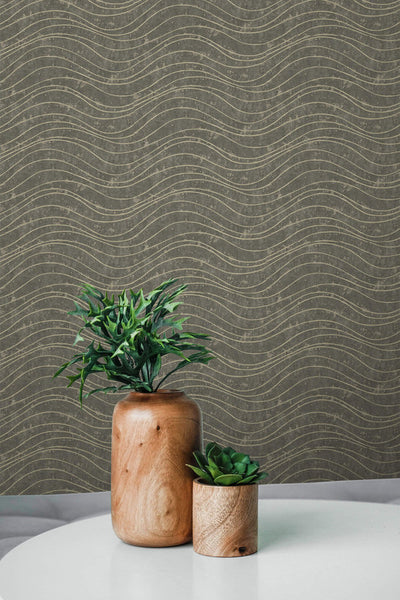 product image for Waves Effect Wallpaper in Grey & Beige 51