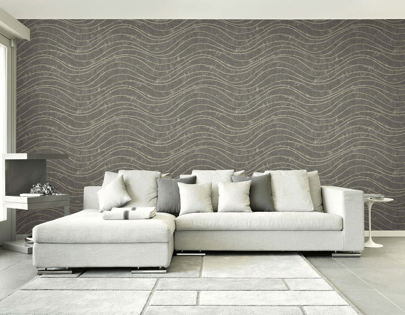 media image for Waves Effect Wallpaper in Grey & Beige 254