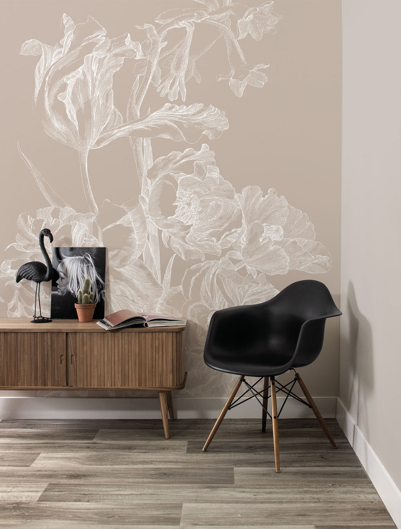 media image for Engraved Flowers Sand No. 1 Wallpaper by KEK Amsterdam 237