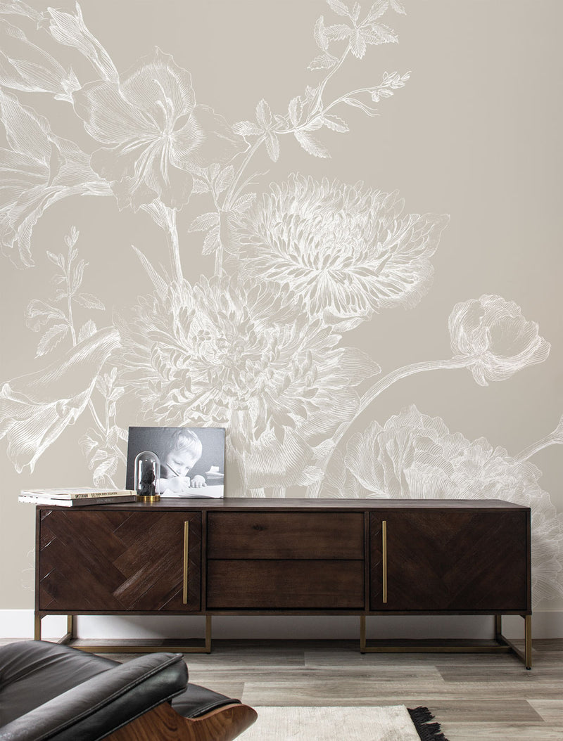 media image for Engraved Flowers Grey No. 2 Wallpaper by KEK Amsterdam 262