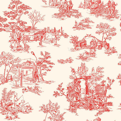 product image for Apocalypse Toile Wallpaper in Swiss Coffee/Red 72