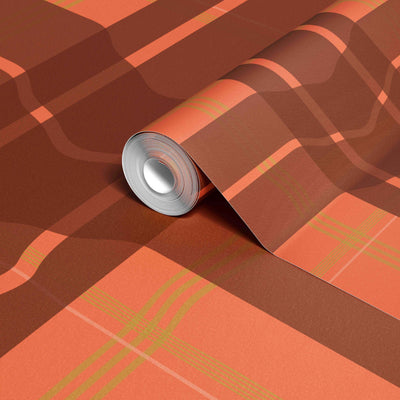 product image for Warped Plaid Wallpaper in Orange/Rust/Lime 62