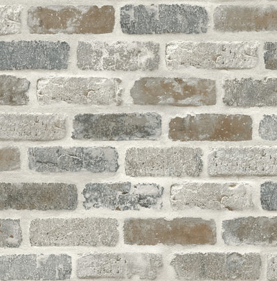 product image of Washed Faux Brick Peel-and-Stick Wallpaper in Neutrals by NextWall 531