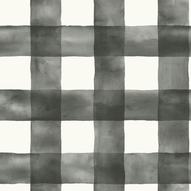 media image for Watercolor Check Wallpaper in Black and White from the Magnolia Home Collection by Joanna Gaines for York Wallcoverings 275
