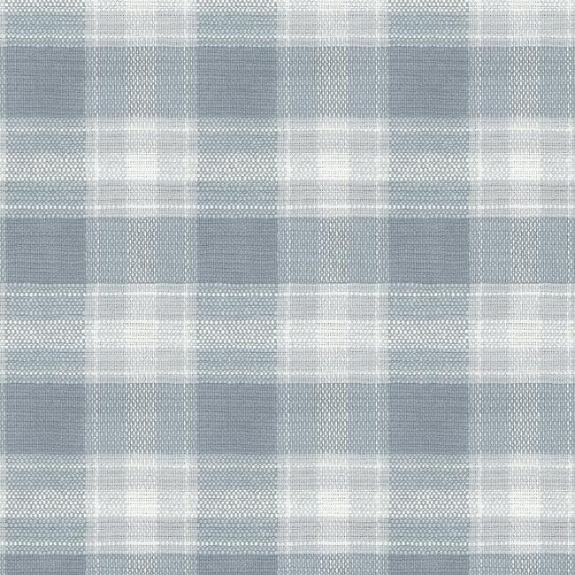 media image for sample woven buffalo check wallpaper in blue from the simply farmhouse collection by york wallcoverings 1 218