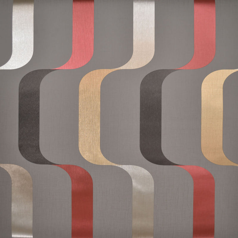 media image for Ribbon Wallpaper in Warm Grey/Red from the Mid Century Collection by York Wallcoverings 224