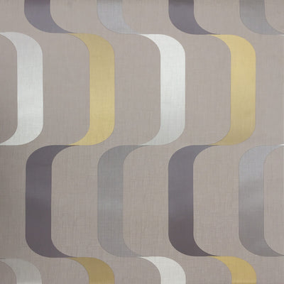product image of Ribbon Wallpaper in Taupe/Yellow from the Mid Century Collection by York Wallcoverings 564