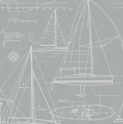 product image of Yacht Club Peel-and-Stick Wallpaper in Grey by NextWall 59
