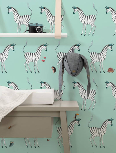 product image of Zebra Kids Wallpaper in Mint by KEK Amsterdam 598