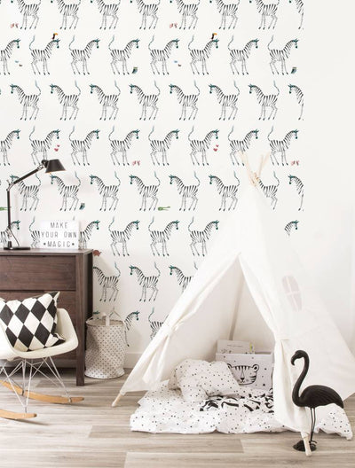 product image of Zebra Kids Wallpaper in White by KEK Amsterdam 590